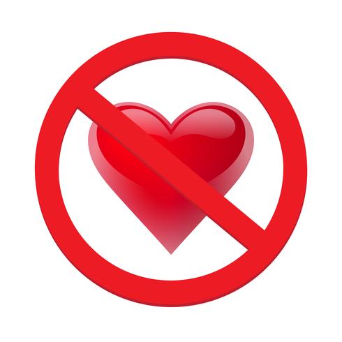 Ban coeur d&#39;amour. Symbole d&#39;interdit et d&#39;arrêter l&#39;amour. Illustration vectorielle - vecteur