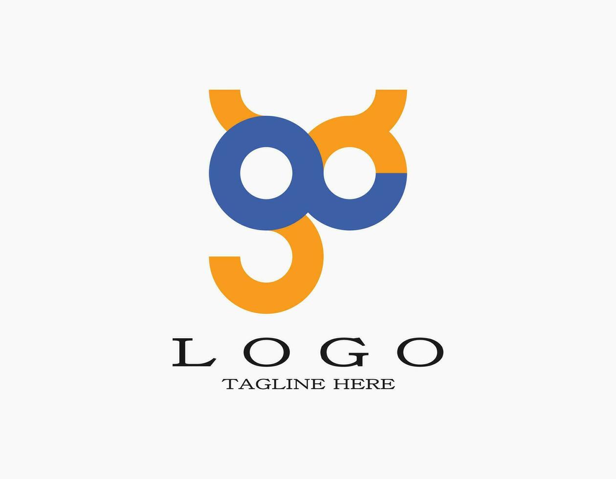 Créatif aller texte logo avec bleu et orange. conception concept avec visage portant des lunettes cette ressembler une lettre g et o. adapté logo pour votre entreprise, voyage, hôtel, éducation. vecteur