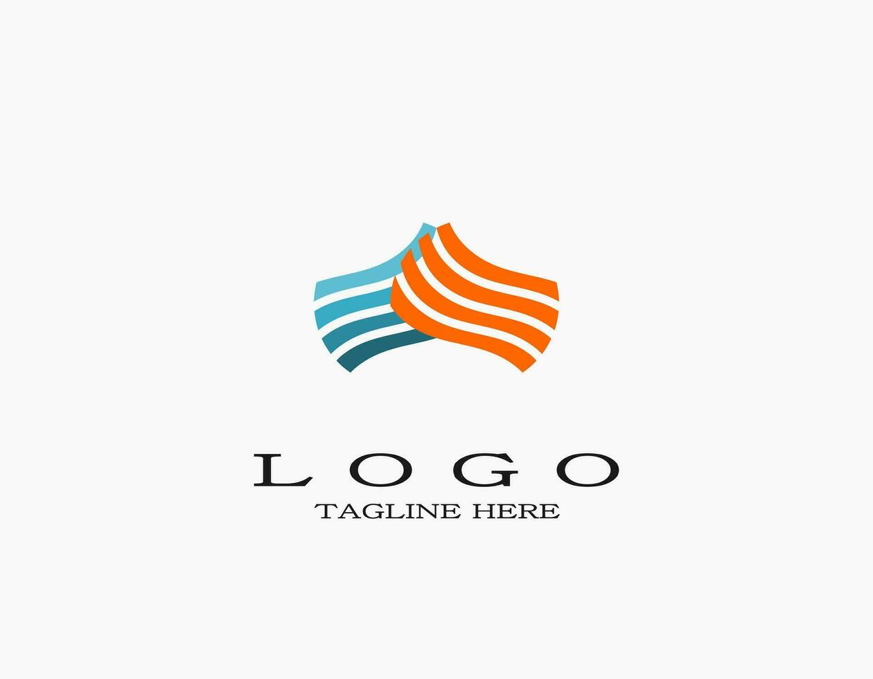 minimaliste lignes avec bleu et Orange logo. logo conception avec le sens de solidarité. moderne ondulé et linéaire minimal élégant emblème. luxe élégant vecteur élément. prime affaires logotype.