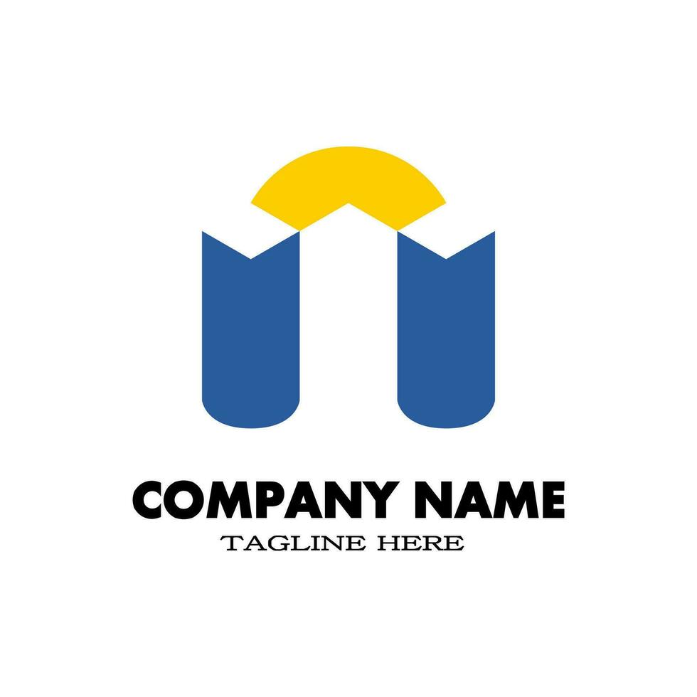 lettre n logo avec bleu et Jaune. conception logo pour votre marque et entreprise nom. vecteur