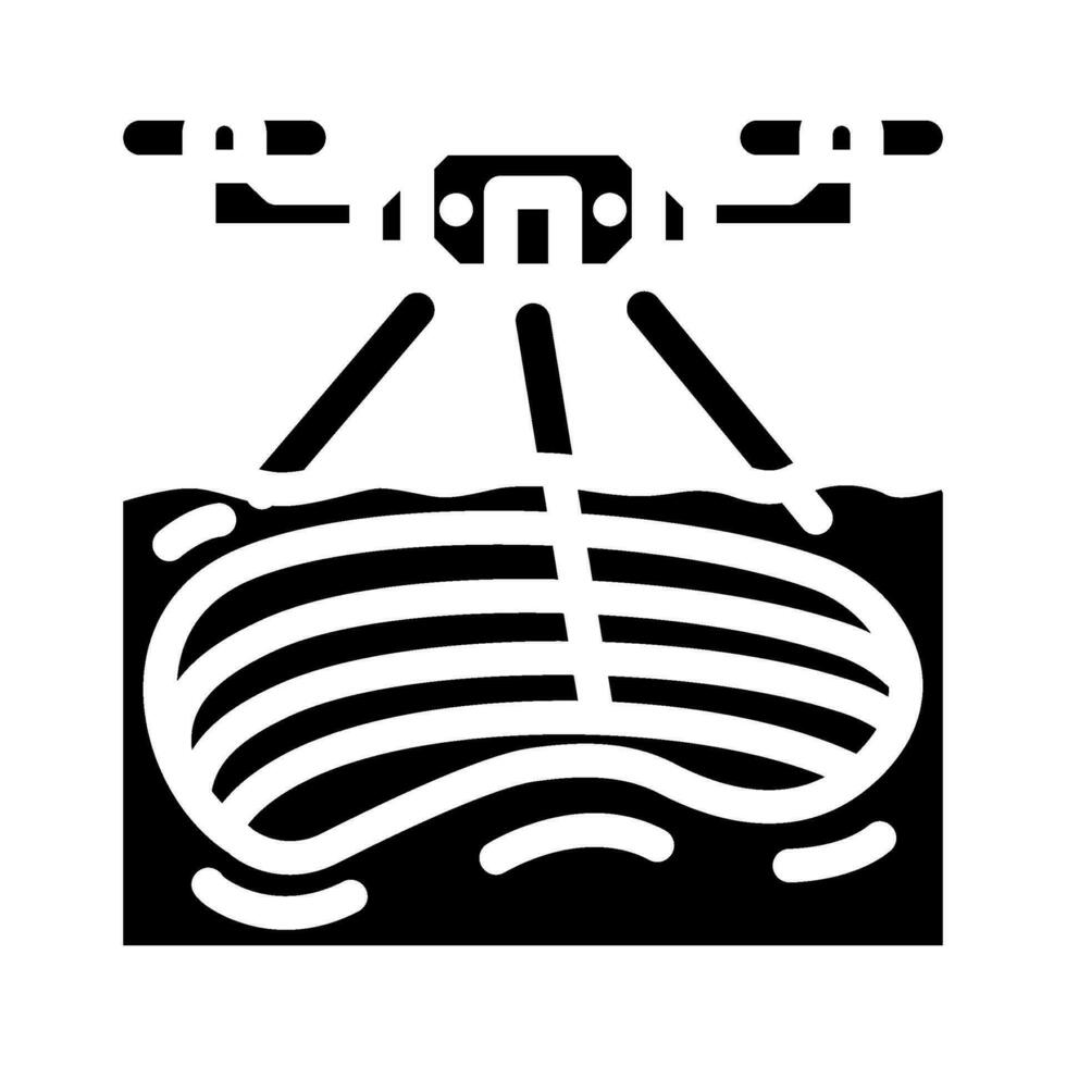 exploitation minière opérations drone glyphe icône vecteur illustration