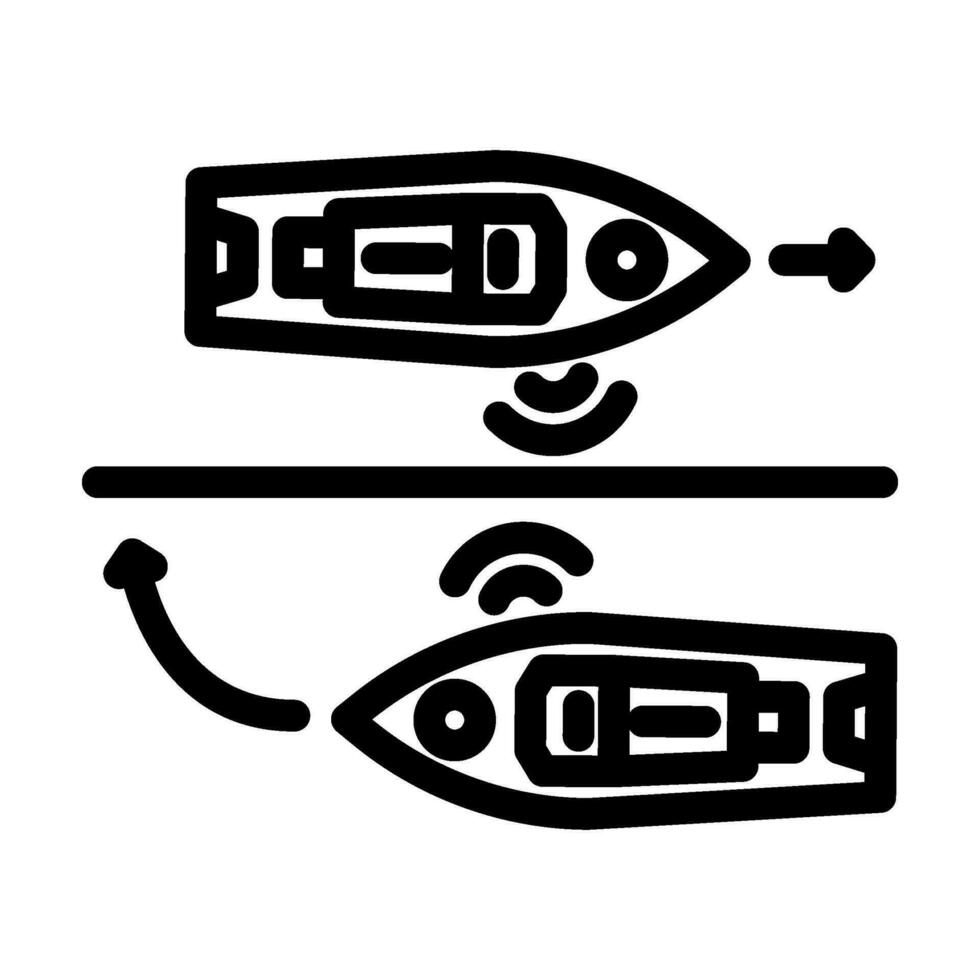 navire collision évitement systèmes ligne icône vecteur illustration