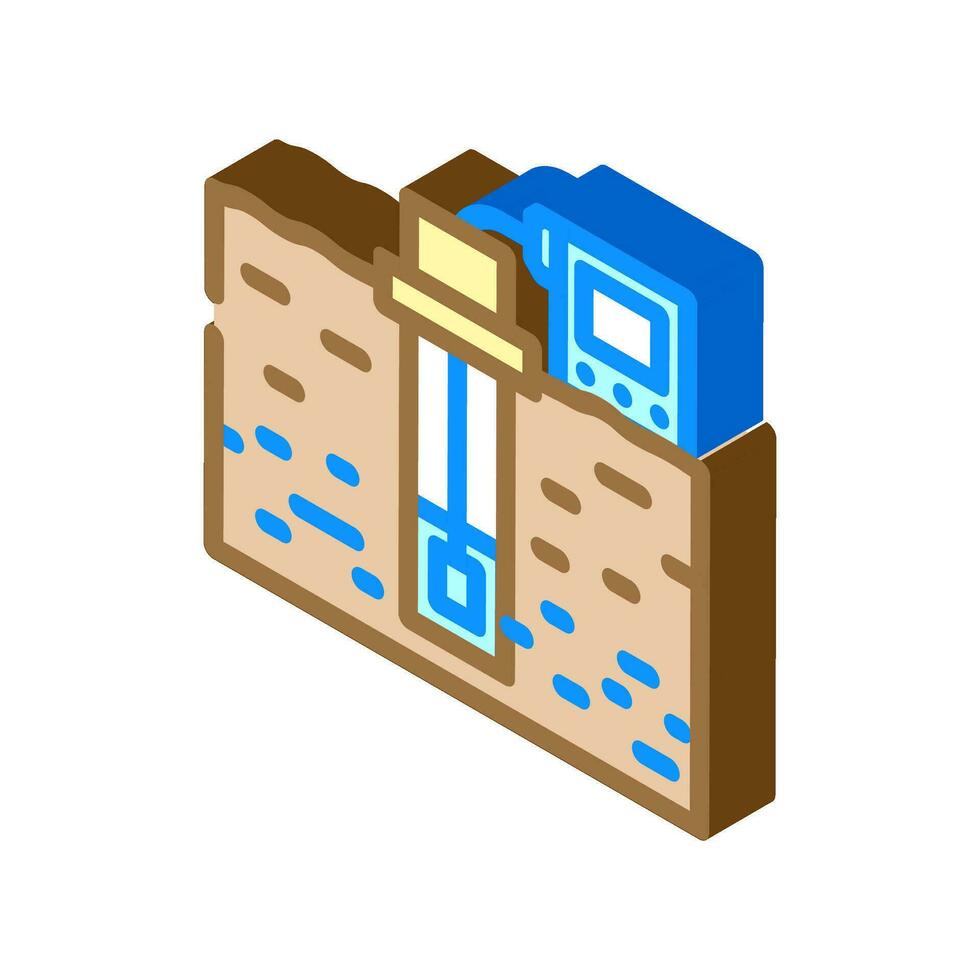 eau souterraine échantillonnage hydrogéologue isométrique icône vecteur illustration
