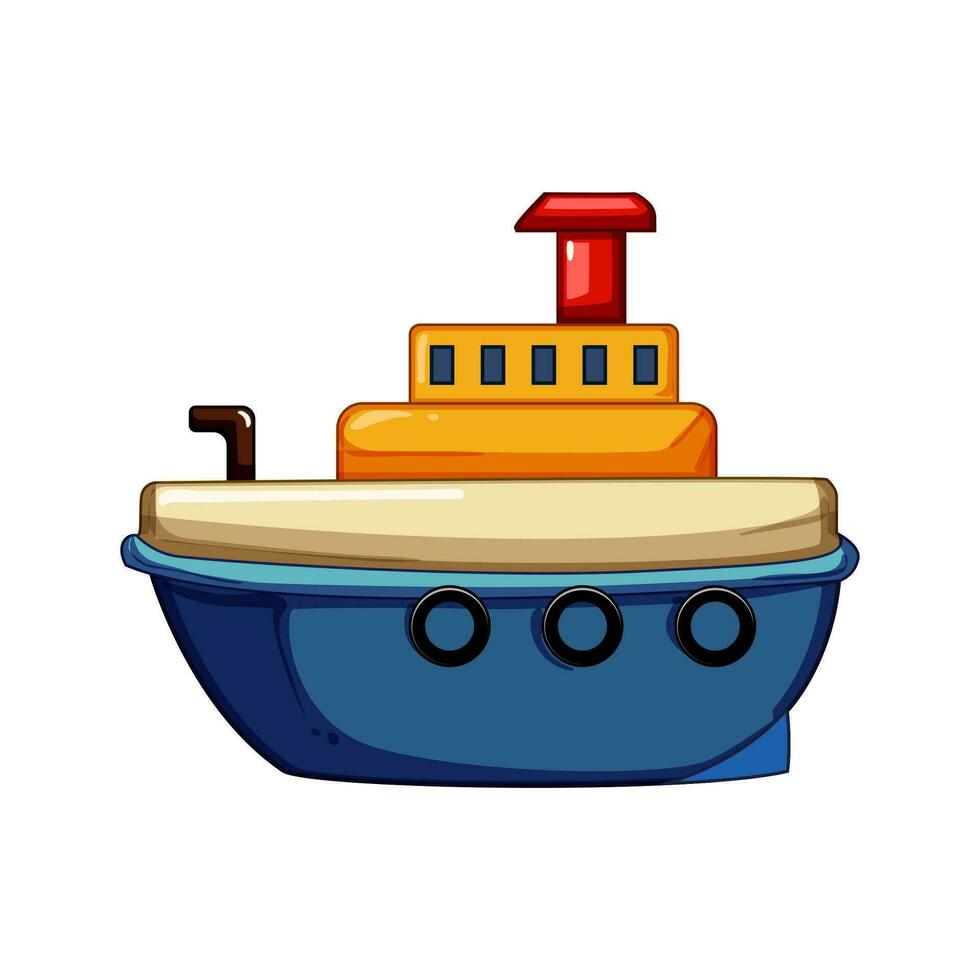 Voyage bateau jouet dessin animé vecteur illustration