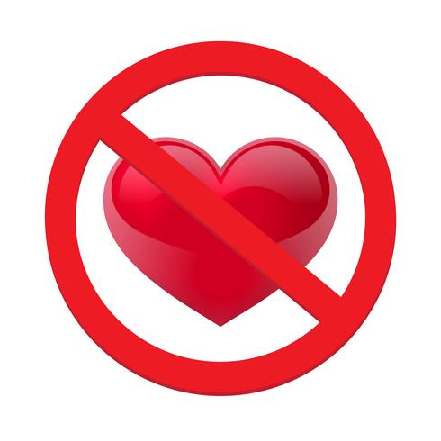 Ban coeur d&#39;amour. Symbole d&#39;interdit et d&#39;arrêter l&#39;amour. Illustration vectorielle - vecteur