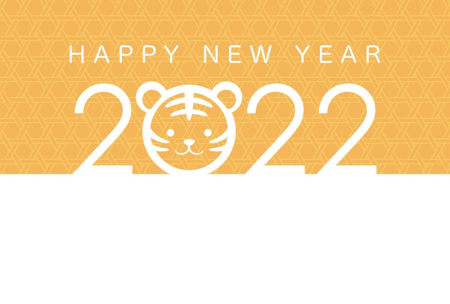 l'année 2022, l'année du tigre, modèle de carte de voeux vectorielle. vecteur