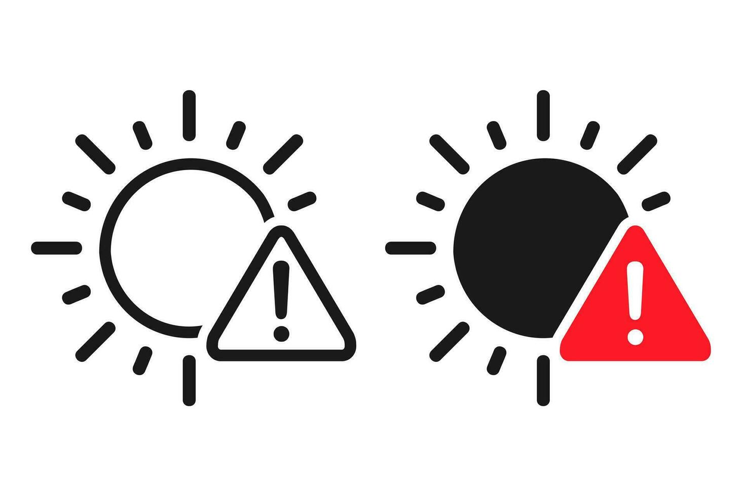 Soleil avertissement icône symbole. illustration vecteur