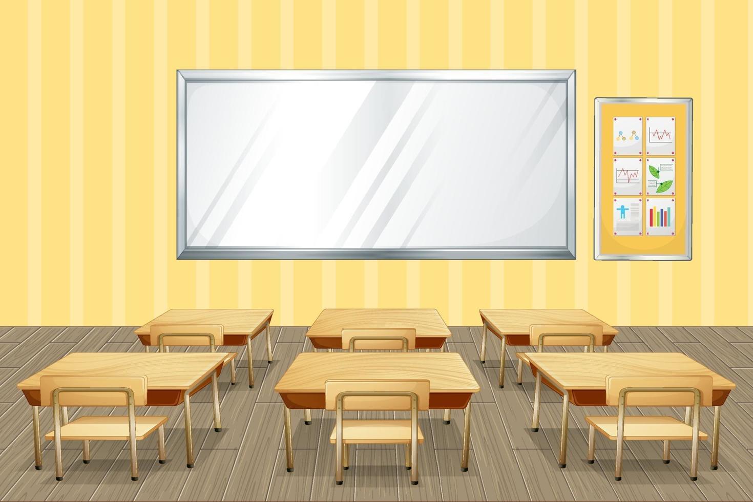 design d'intérieur de salle de classe avec mobilier et décoration vecteur