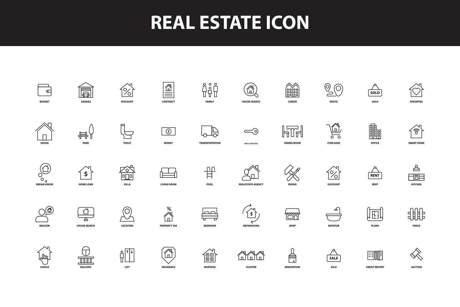 réel biens icône pour site Internet, ui ux essentiel, symbole, présentation, graphique Ressources vecteur