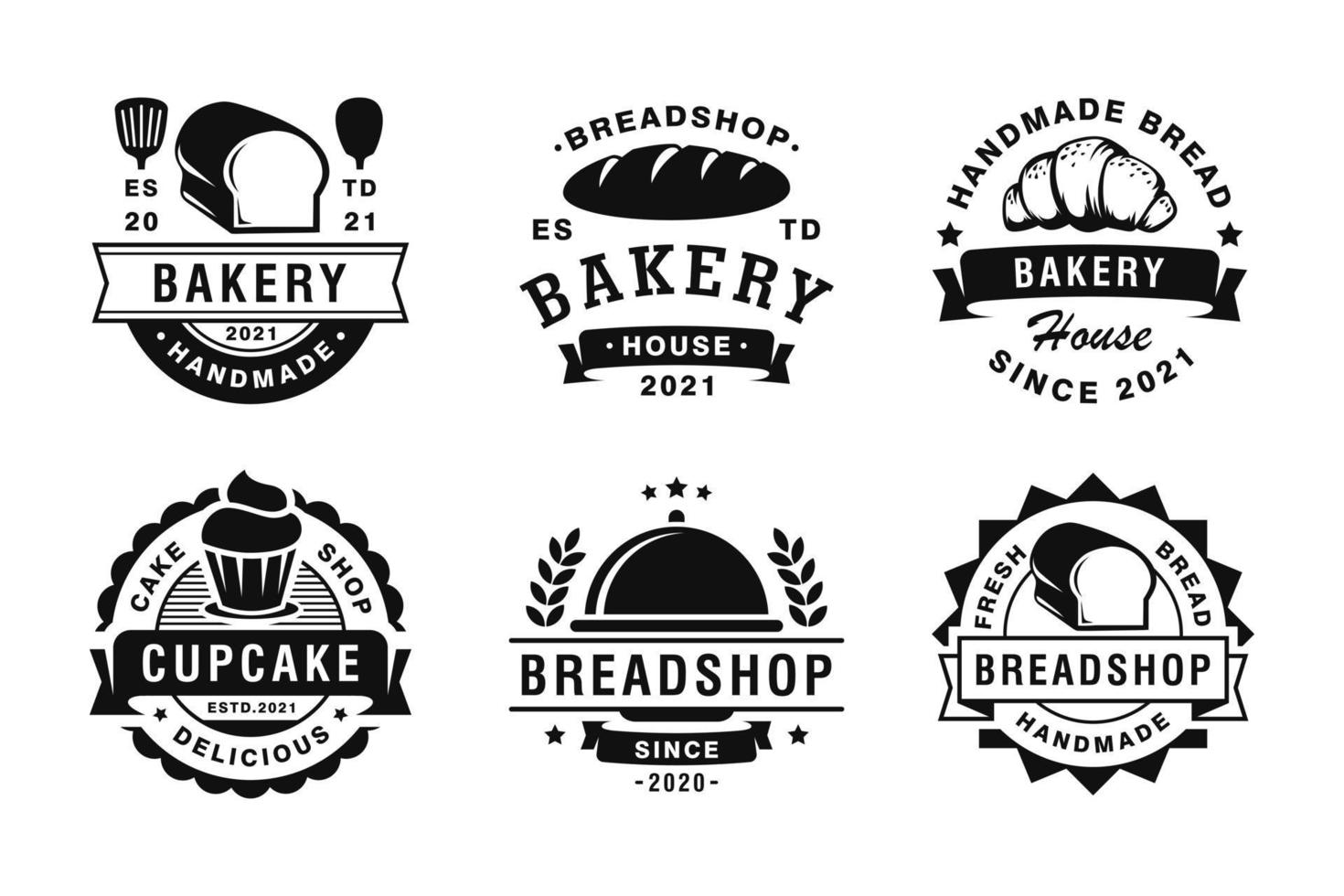 ensemble d'étiquettes, de badges et d'éléments de conception de boulangerie vintage vecteur