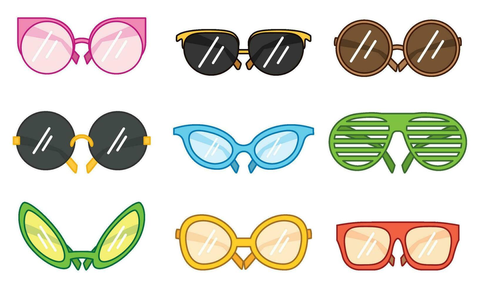 ensemble de coloré tendance lunettes icône vecteur illustration