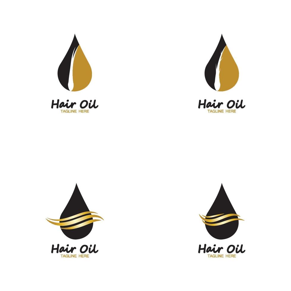 logo essentiel d'huile de cheveux avec l'huile de goutte et le symbole de logo de cheveux vecteur