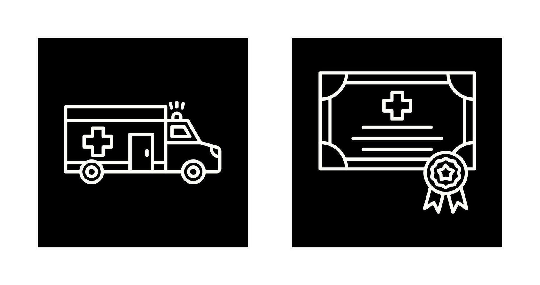 ambulance et certificat icône vecteur