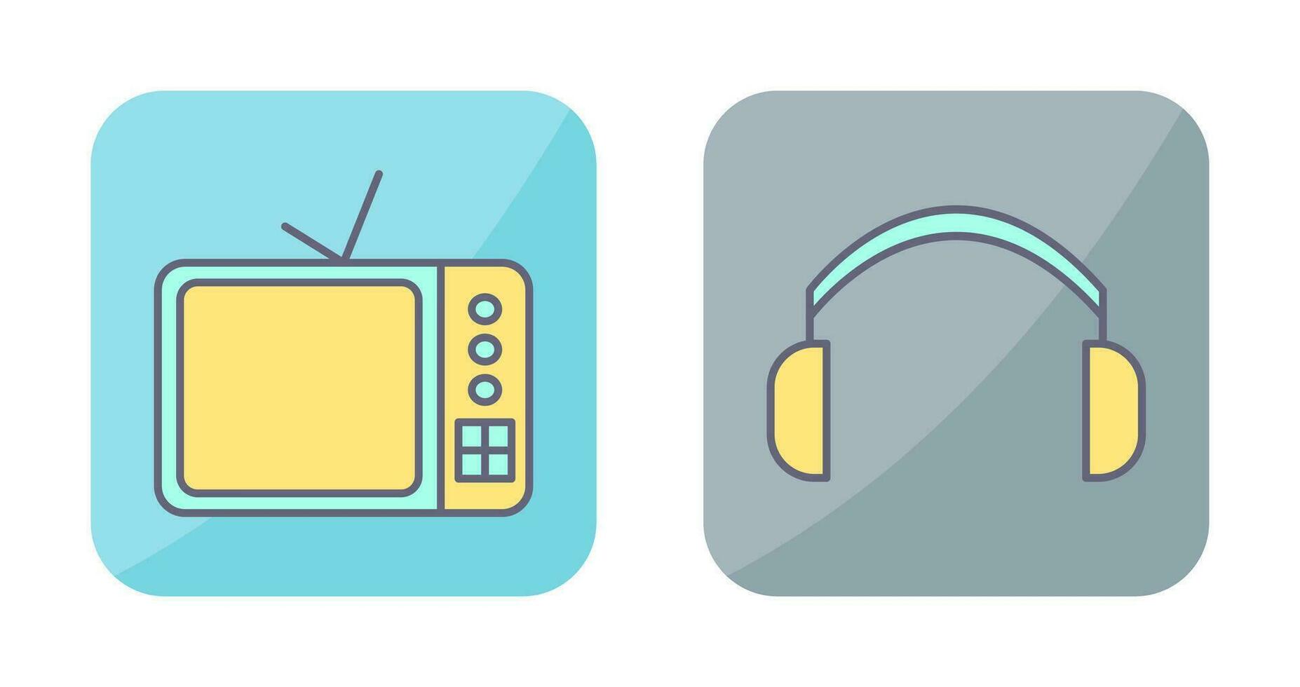 la télé ensemble et écouteurs icône vecteur