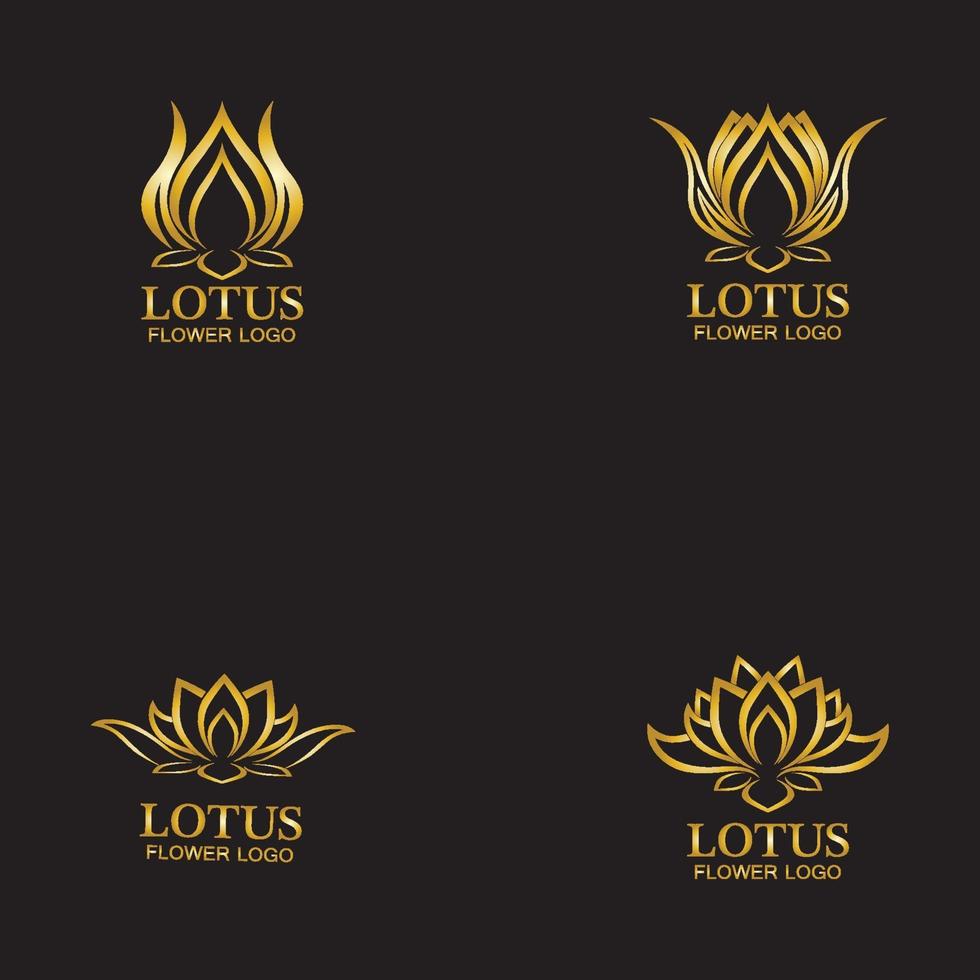 modèle de conception de vecteur de logo de fleur de lotus doré