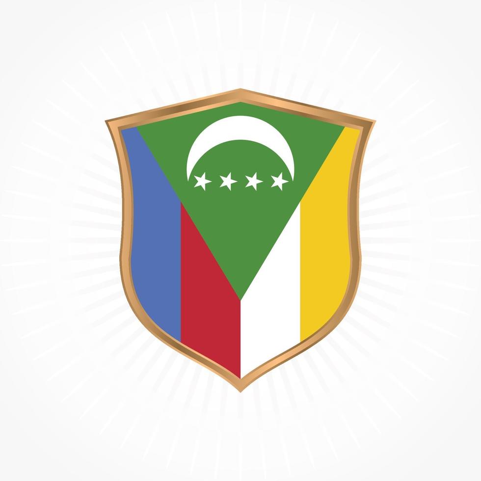 vecteur de drapeau des comores avec cadre de bouclier