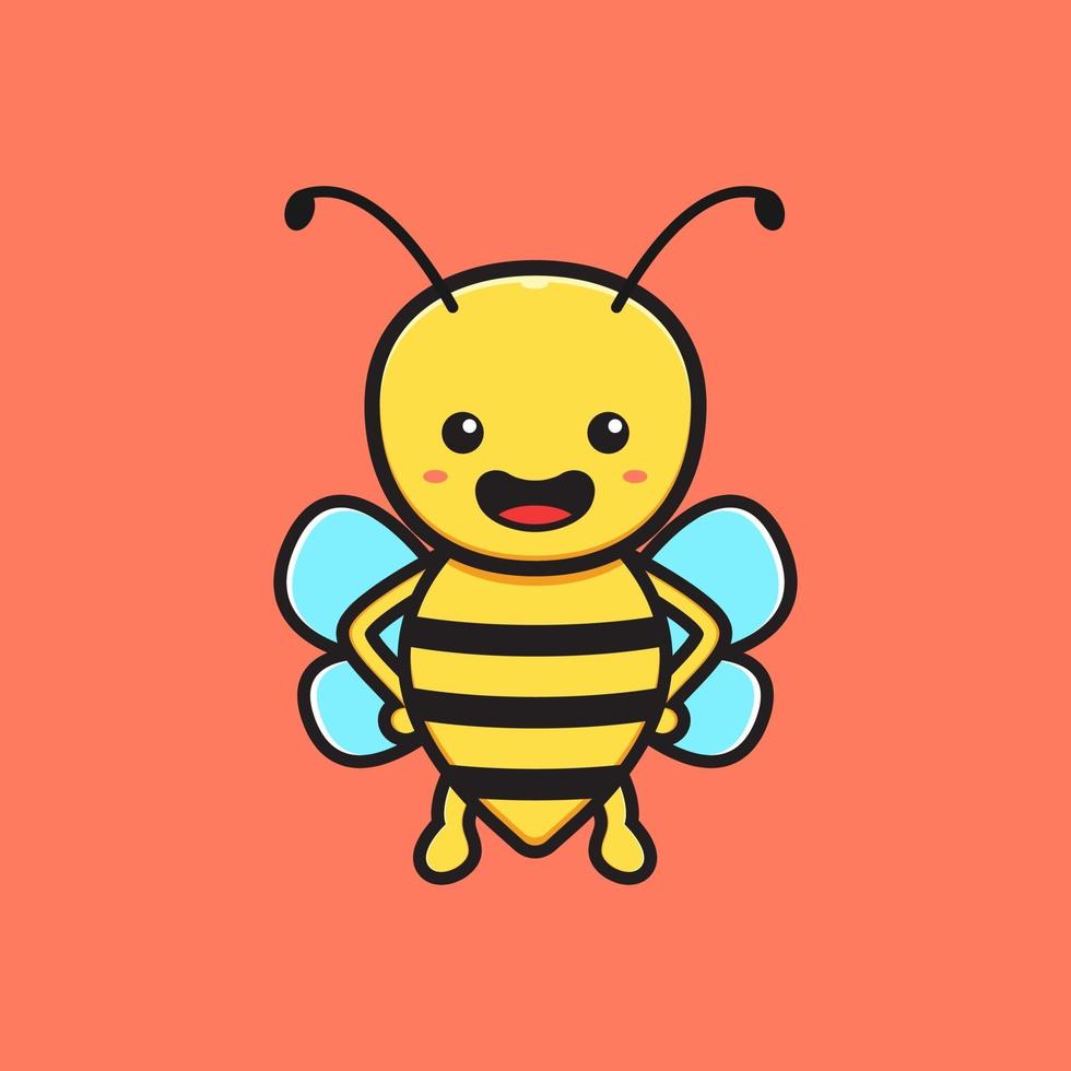 illustration d'icône de dessin animé mignon abeille mascotte personnage vecteur