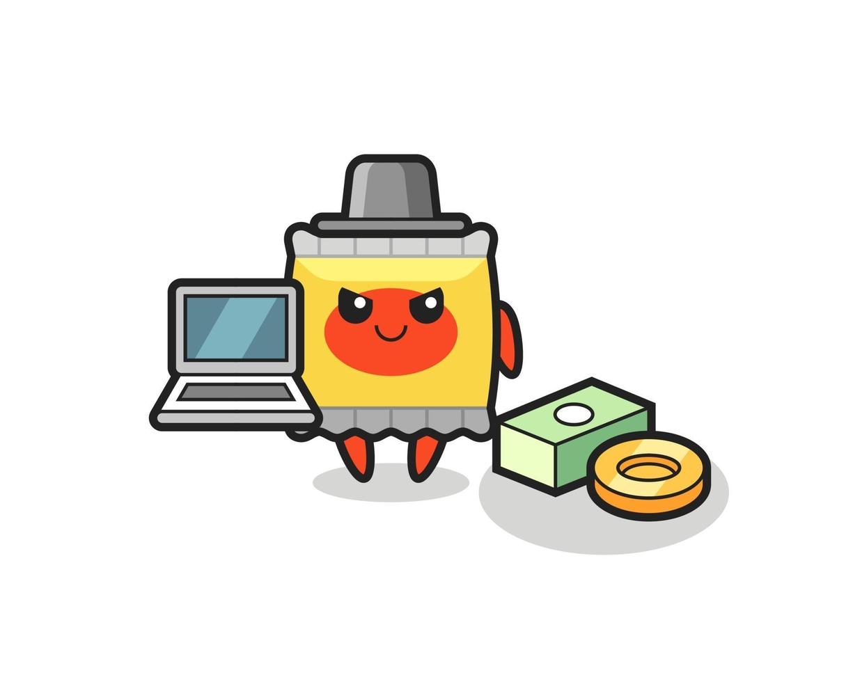 illustration de mascotte de collation en tant que pirate informatique vecteur