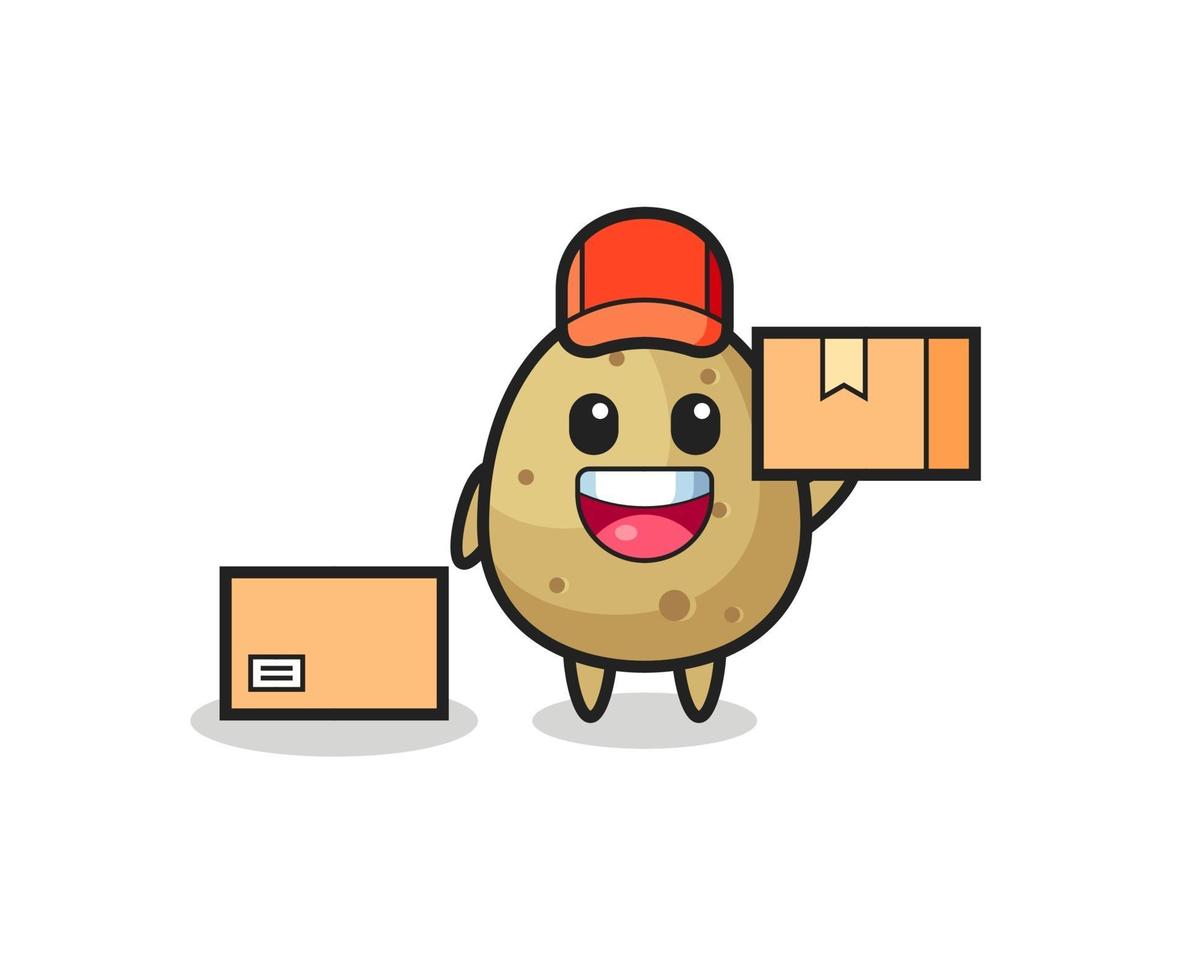 illustration de mascotte de pomme de terre en tant que courrier vecteur