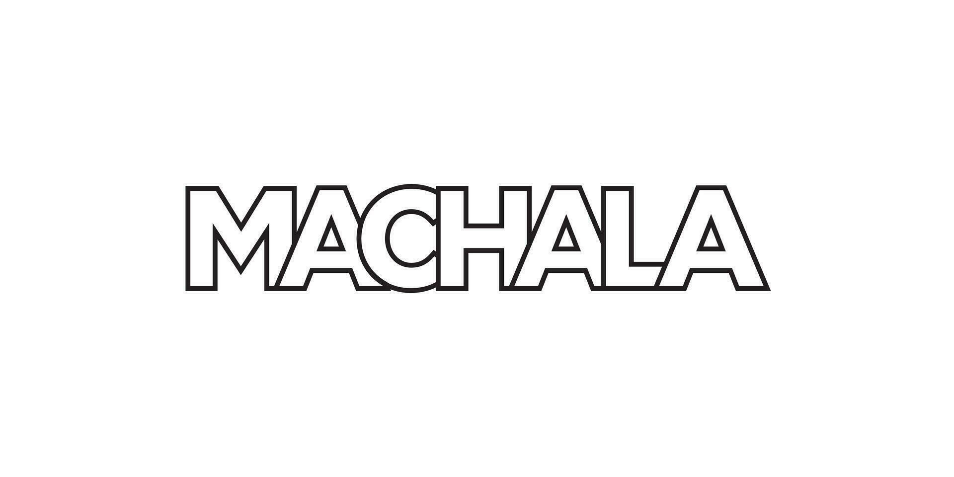 machala dans le équateur emblème. le conception Caractéristiques une géométrique style, vecteur illustration avec audacieux typographie dans une moderne Police de caractère. le graphique slogan caractères.