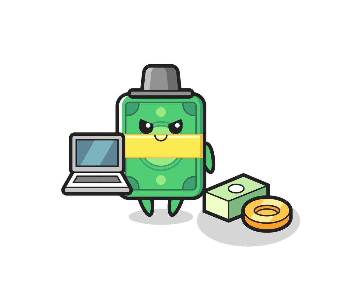 illustration de la mascotte de l'argent en tant que pirate informatique vecteur