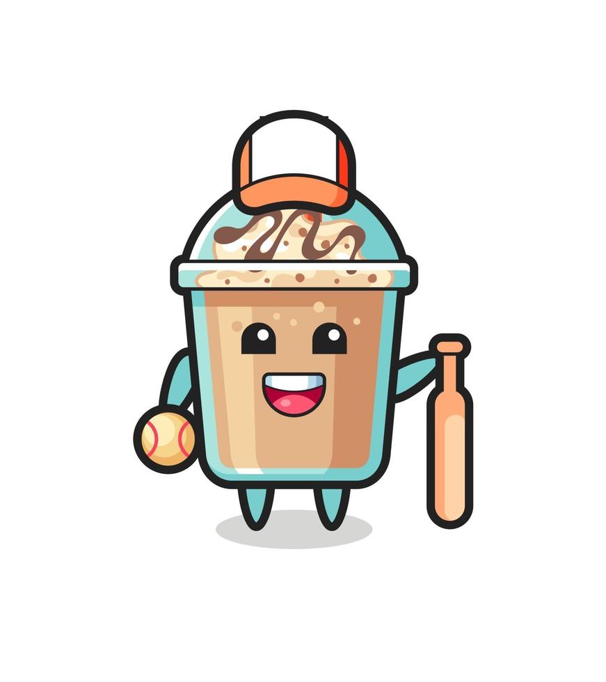 personnage de dessin animé de milkshake en tant que joueur de baseball vecteur