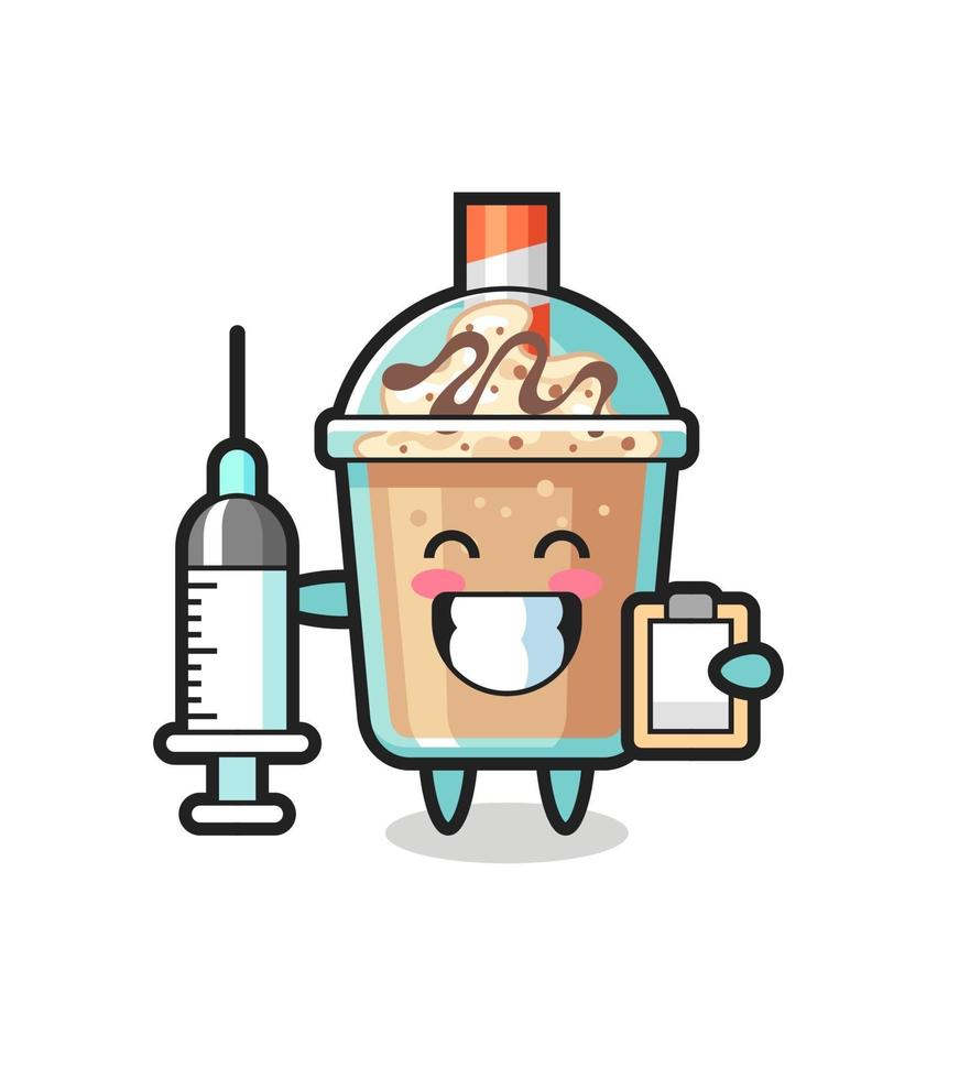 illustration de mascotte de milkshake en tant que médecin vecteur