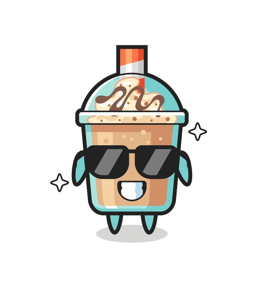 mascotte de dessin animé de milkshake avec un geste cool vecteur