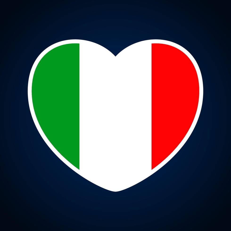 drapeau de l'italie en forme de coeur vecteur