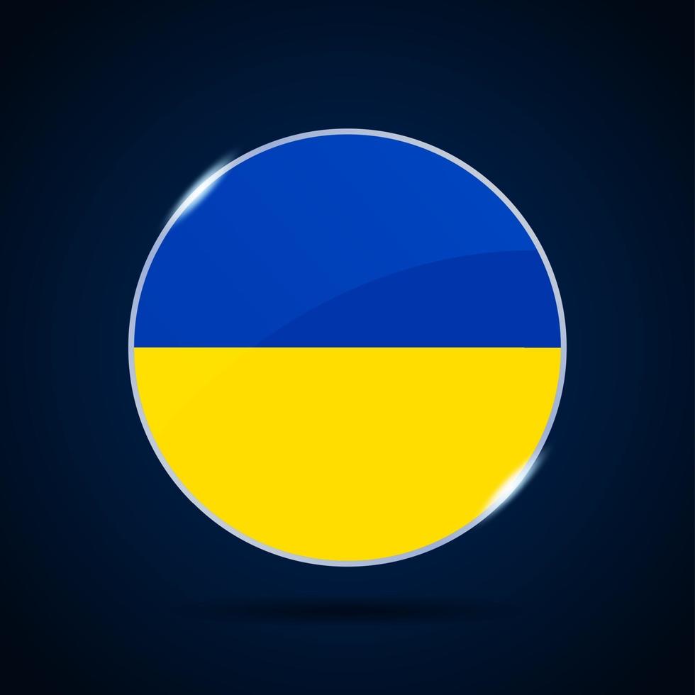 icône de bouton de cercle de drapeau national de l'ukraine vecteur