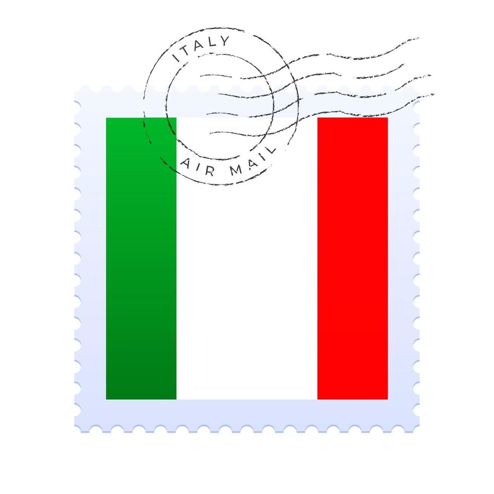 marque d'affranchissement de l'italie. timbre-poste du drapeau national vecteur