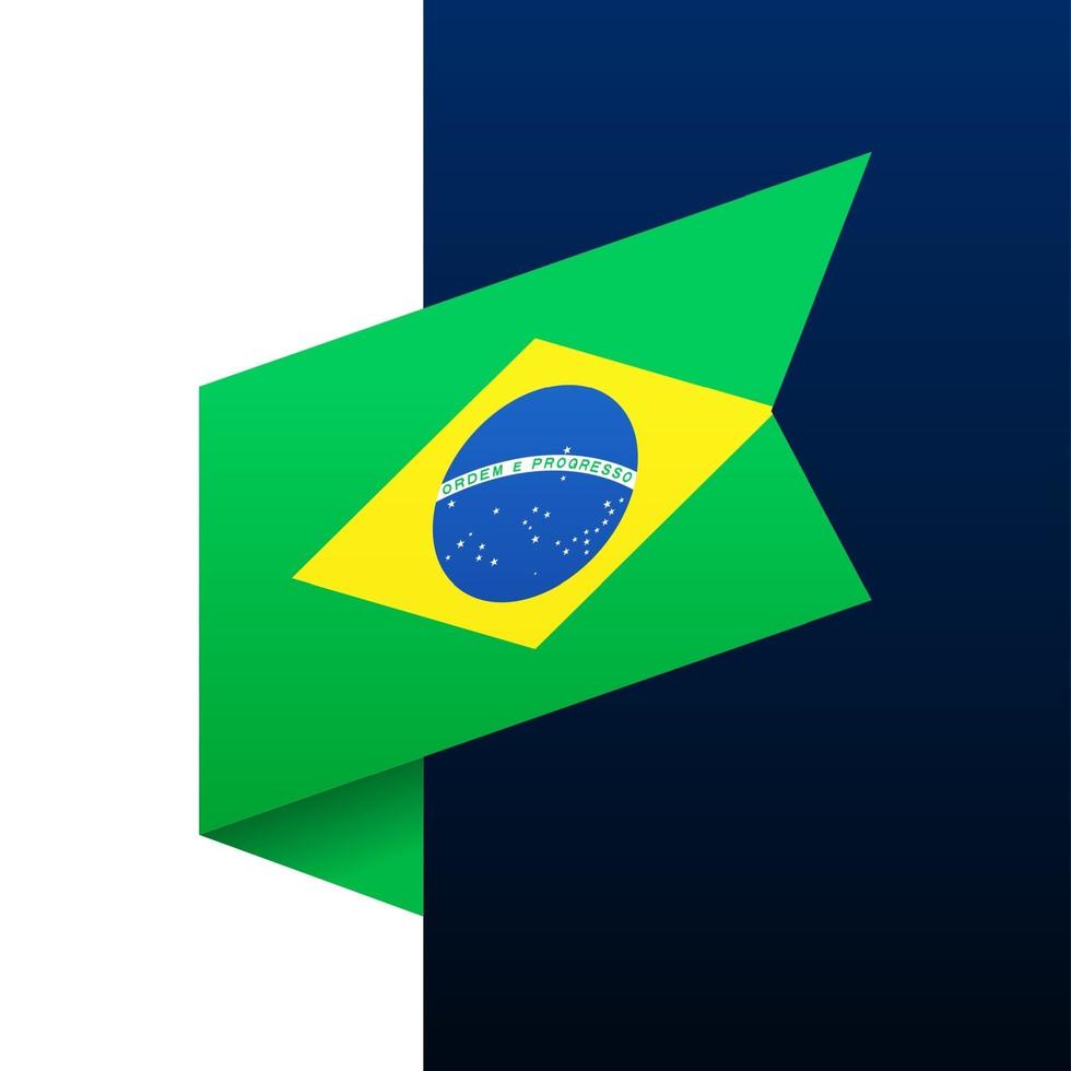 icône de drapeau de coin du Brésil. emblème national en style origami vecteur