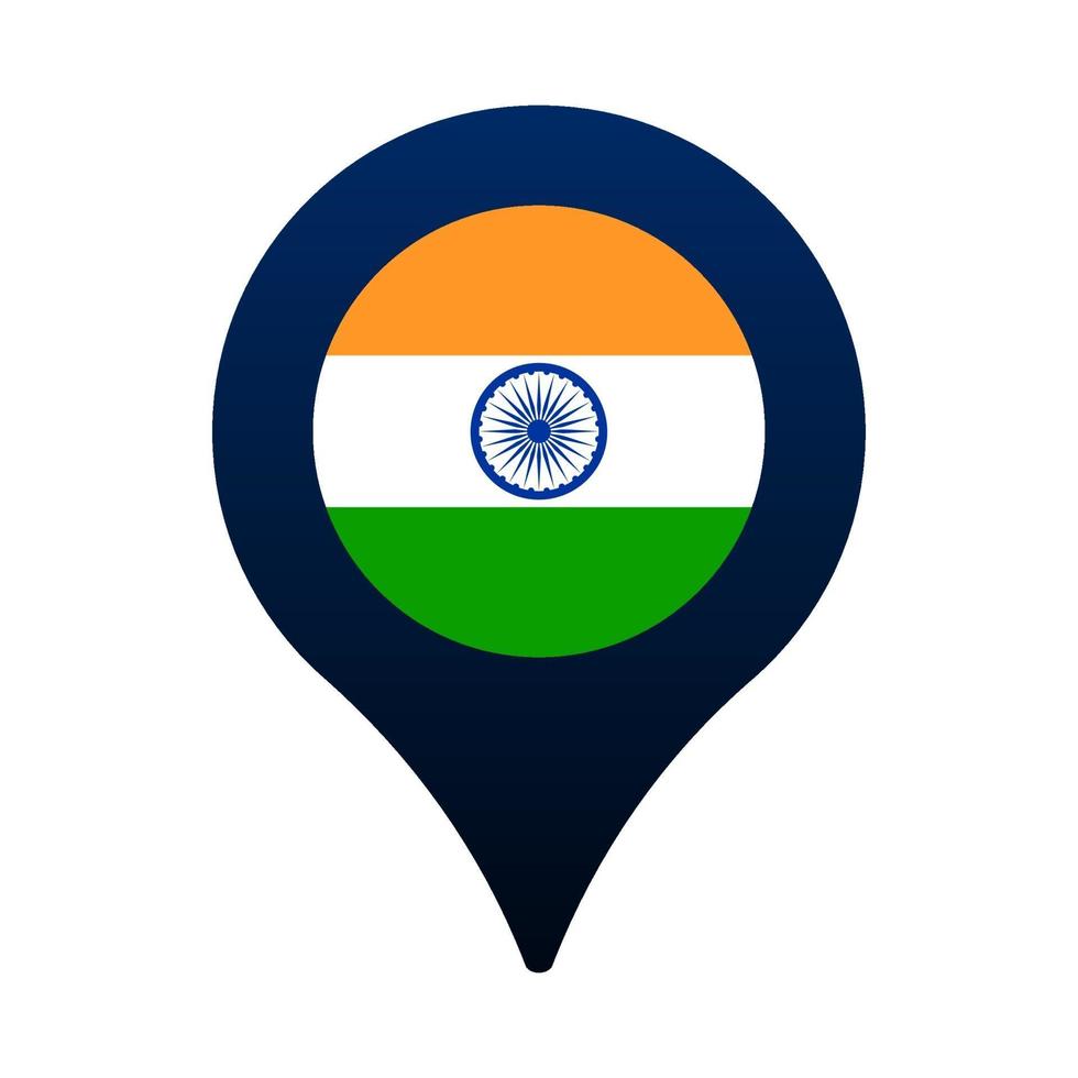 drapeau de l'inde et icône de pointeur de carte vecteur