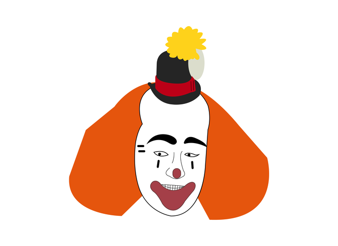 Tête et visage de clown vecteur