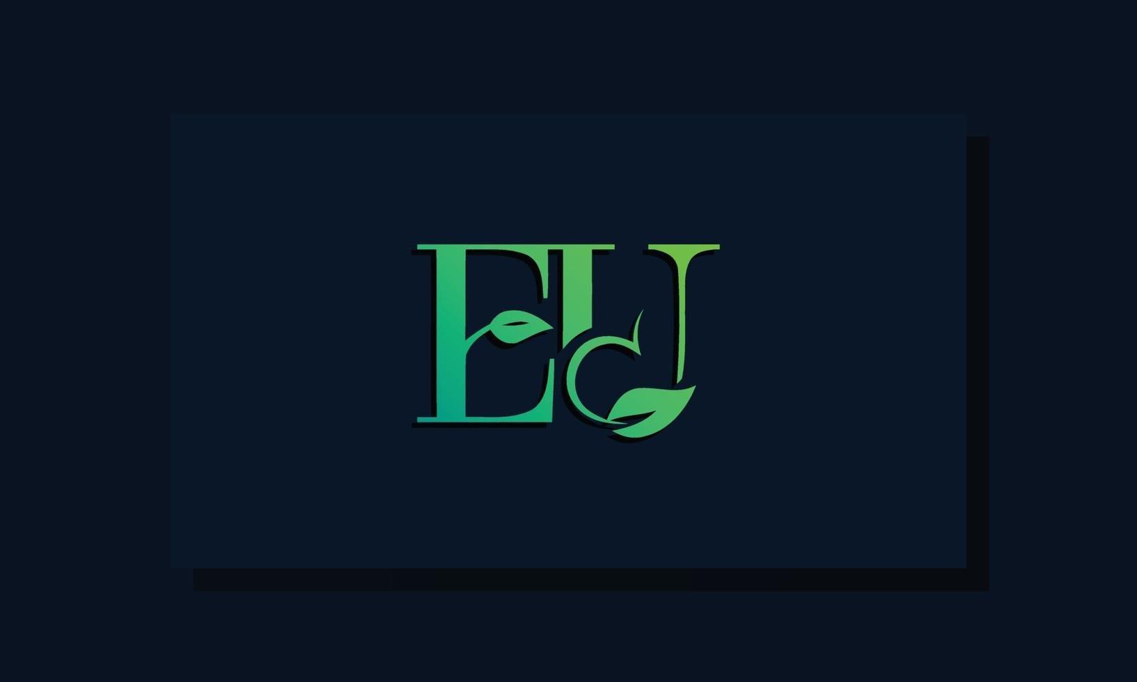 logo initial de l'UE de style feuille minimal. vecteur