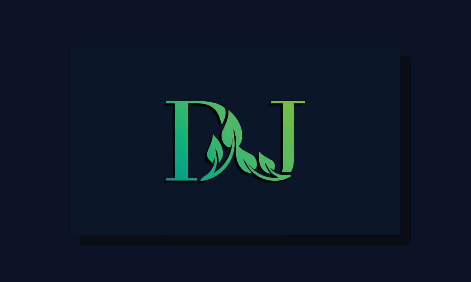 logo dj initial de style feuille minimal vecteur