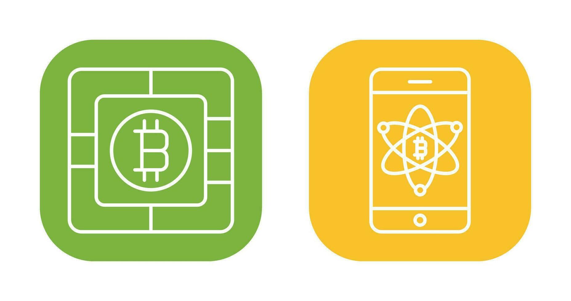 bitcoin puce et mobile icône vecteur