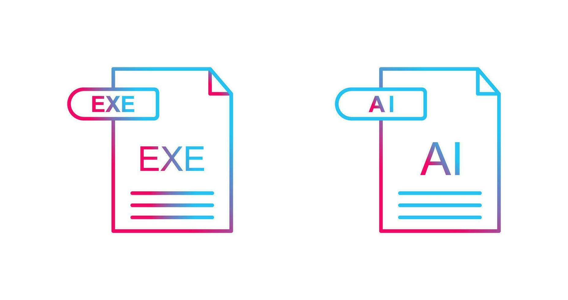 ai et EXE icône vecteur
