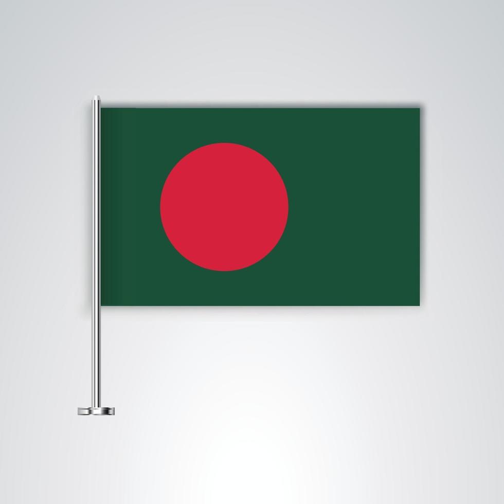 drapeau bangladesh avec bâton en métal vecteur