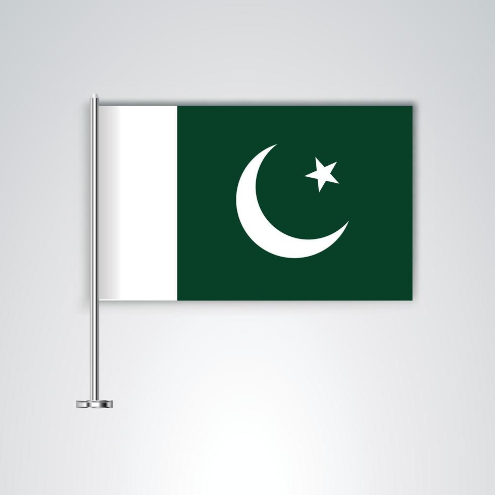 drapeau pakistan avec bâton en métal vecteur