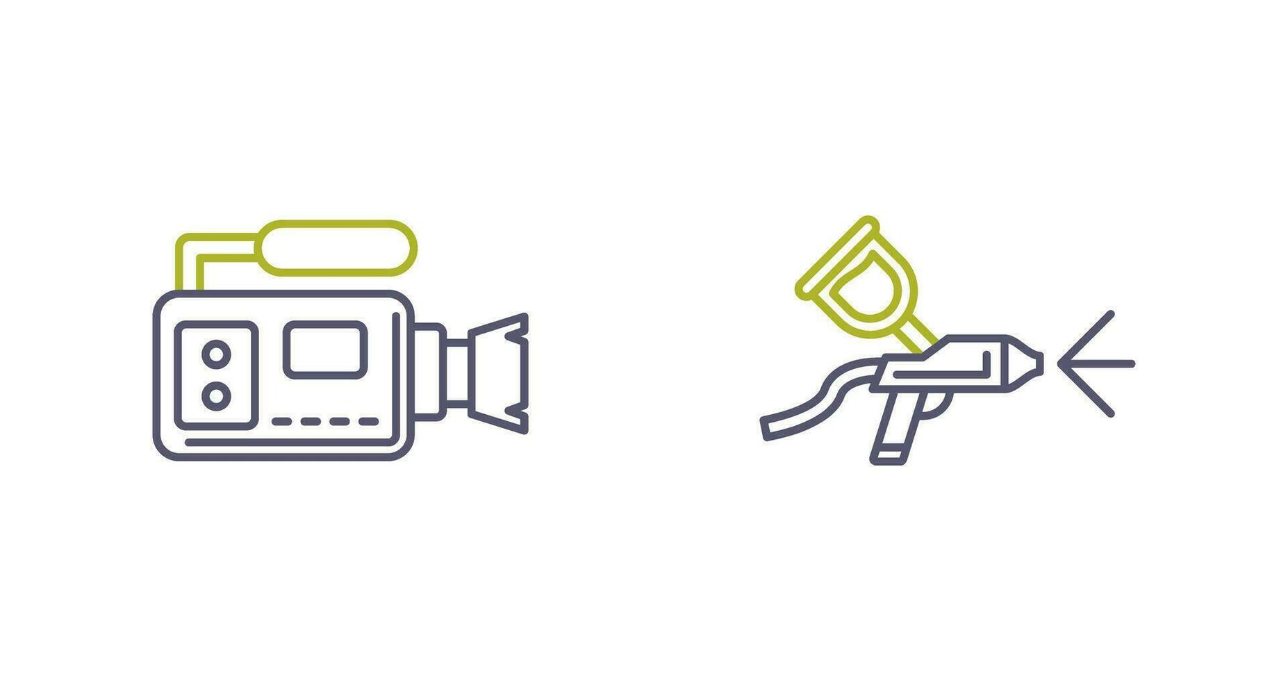 aérographe et vidéo caméra icône vecteur