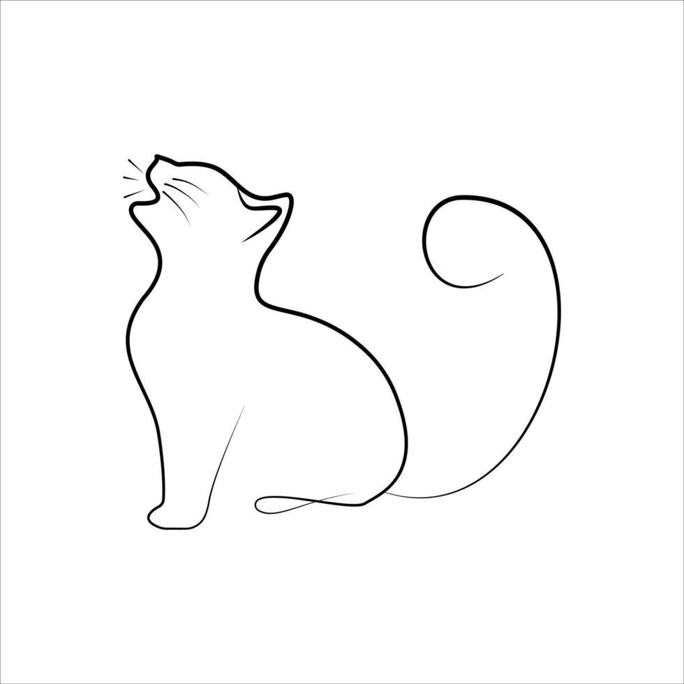 Facile chat ligne art vecteur