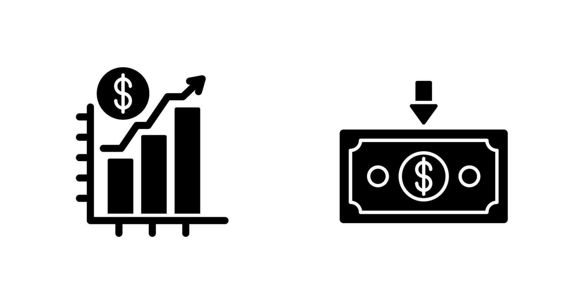 graphique en haut et argent vers le bas icône vecteur