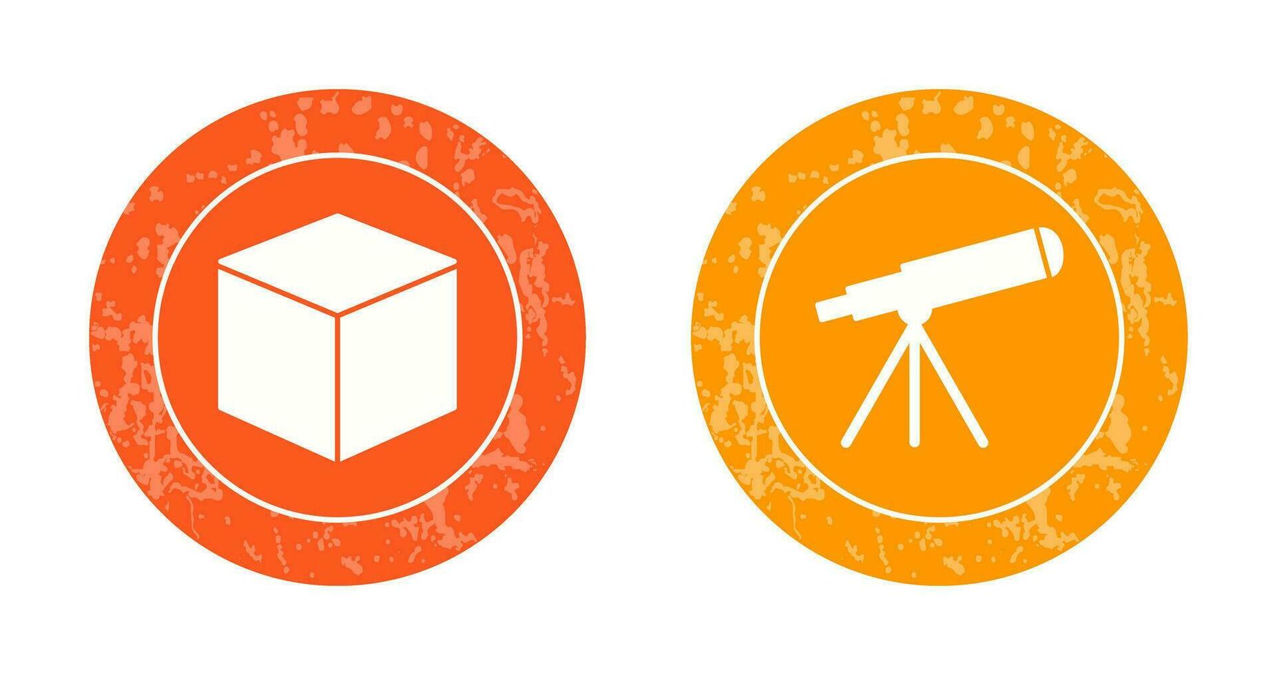 cubique conception et télescope icône vecteur