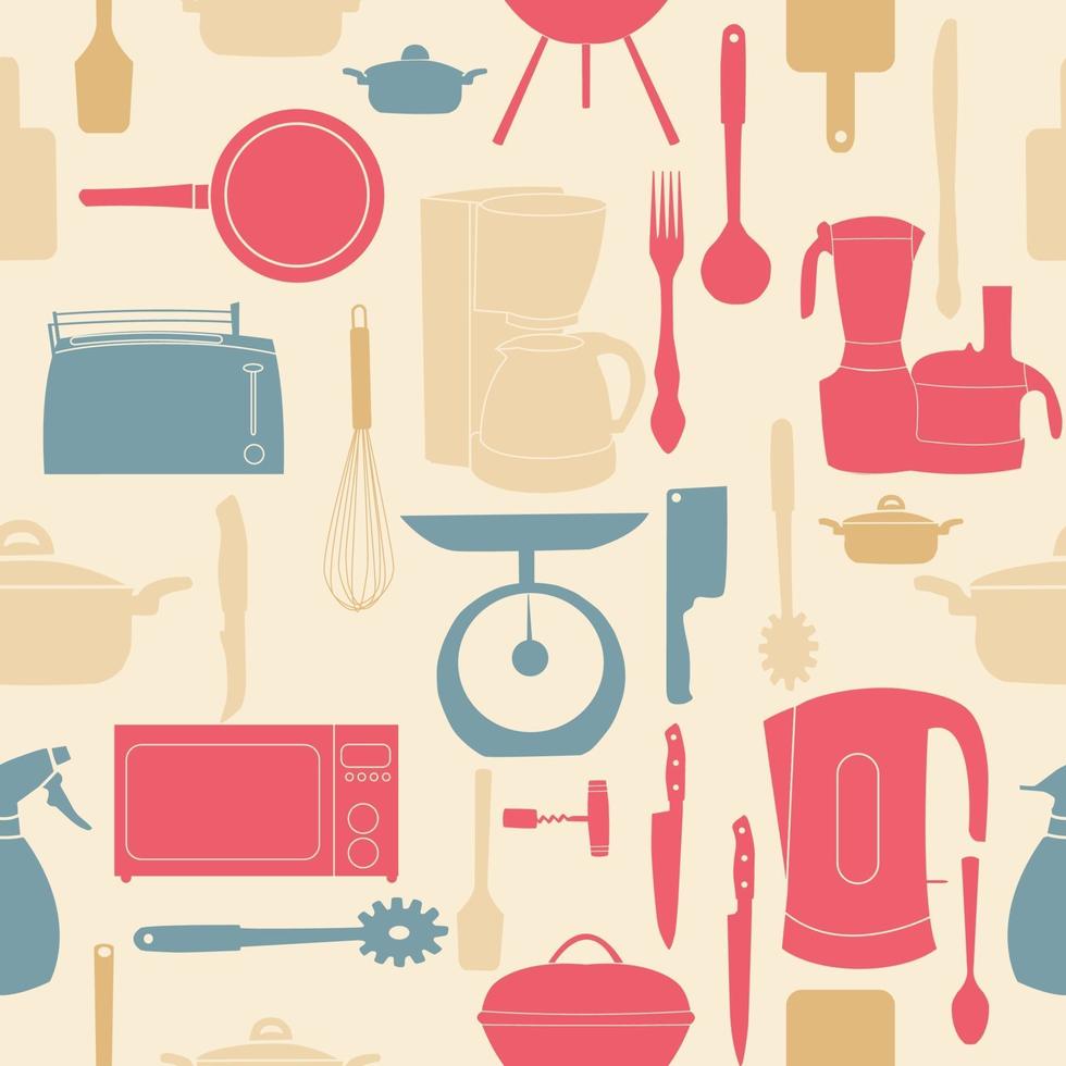 Vector illustration modèle sans couture d'ustensiles de cuisine pour la cuisson
