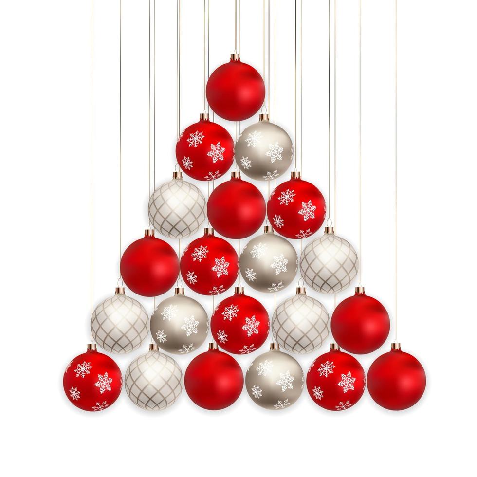 Boules de Noël 3D pour la conception de vacances de nouvel an sur fond blanc vecteur