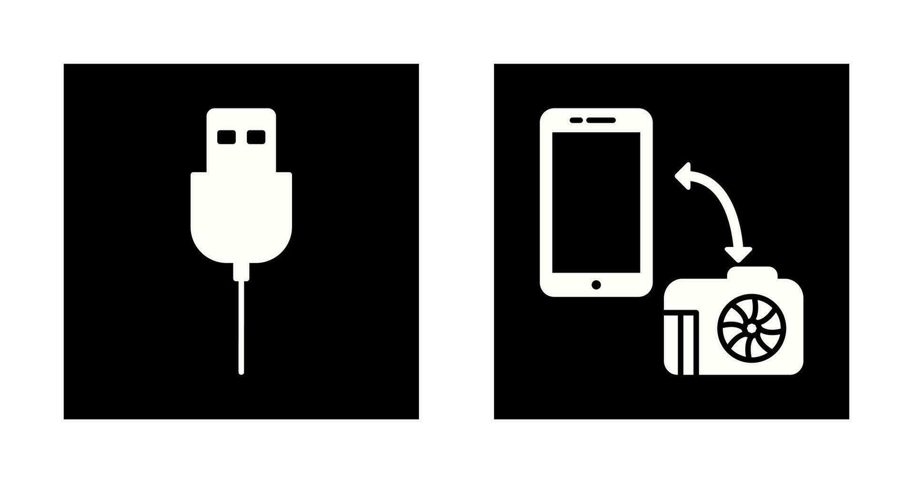 USB câble et transfert images icône vecteur