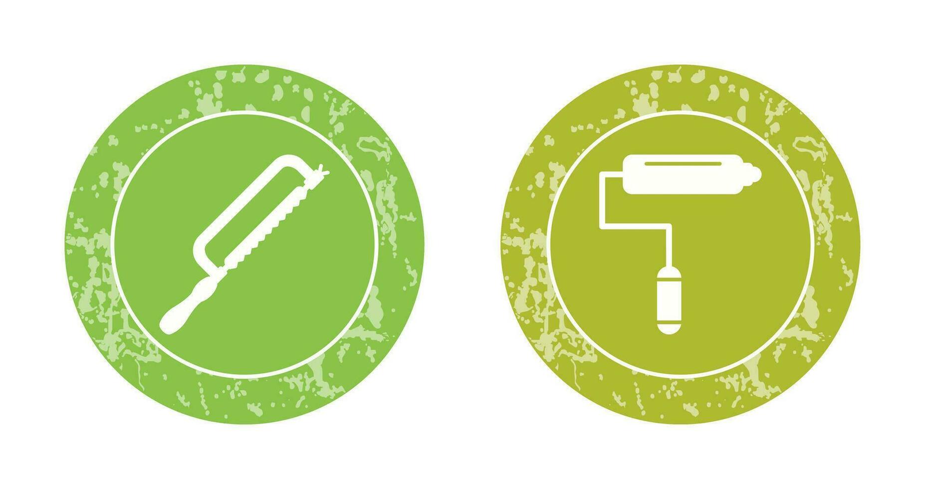 scie à métaux et peindre rouleau icône vecteur