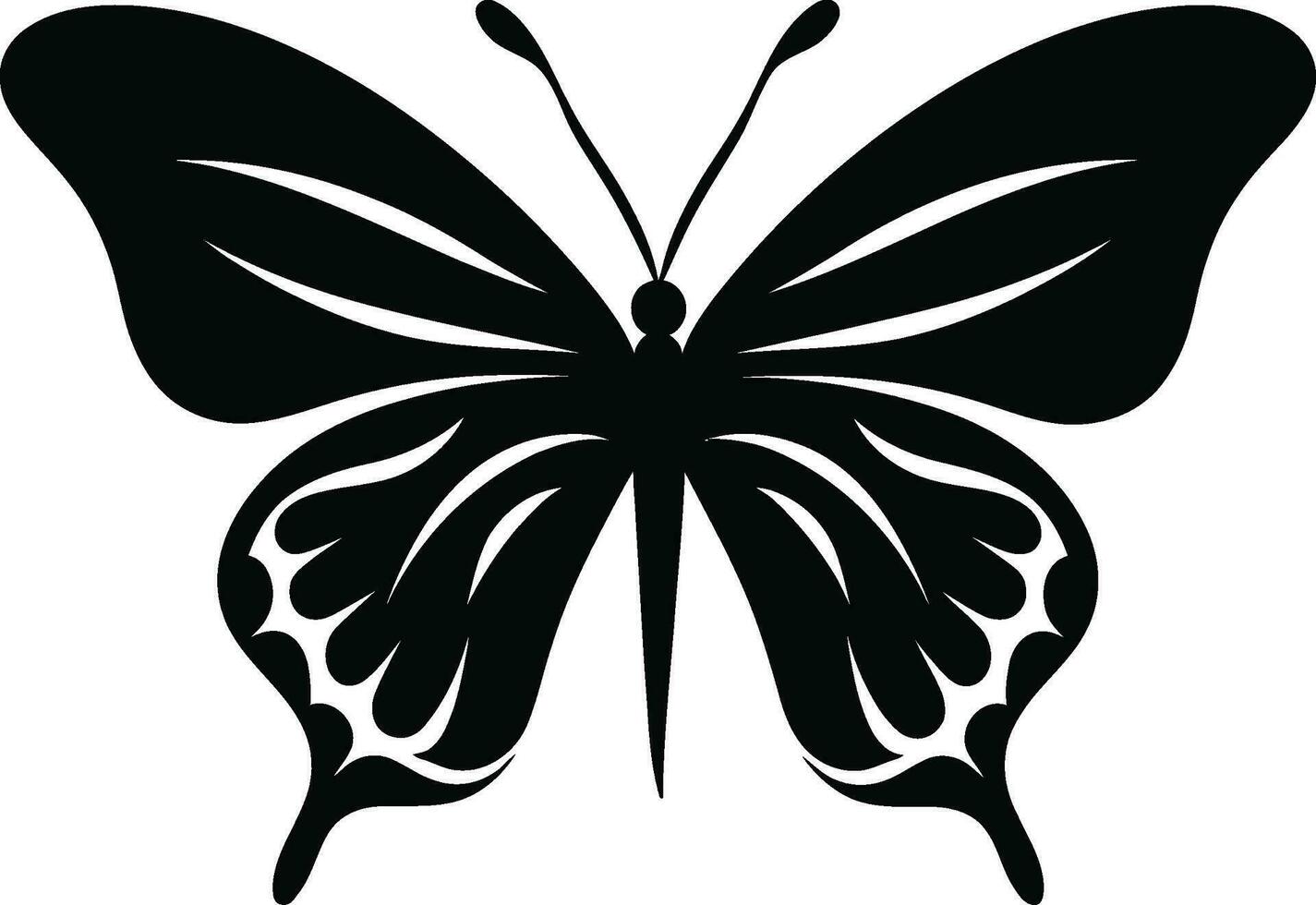 papillon charme une moderne classique dans noir artistique ailes papillon logo dans noir vecteur