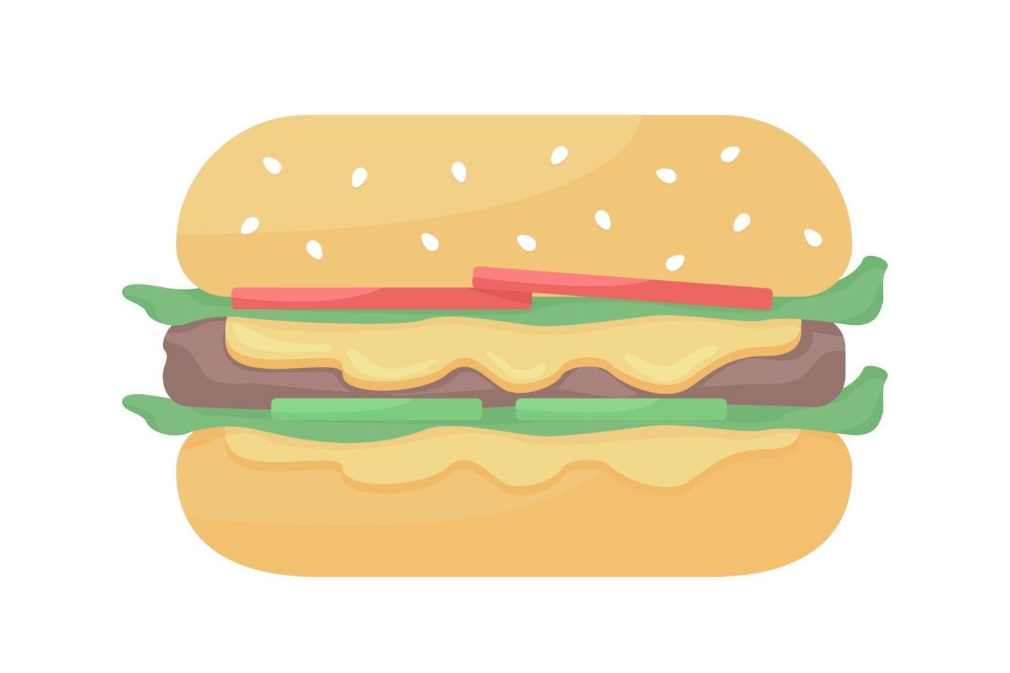Objet vectoriel de couleur semi-plat cheeseburger